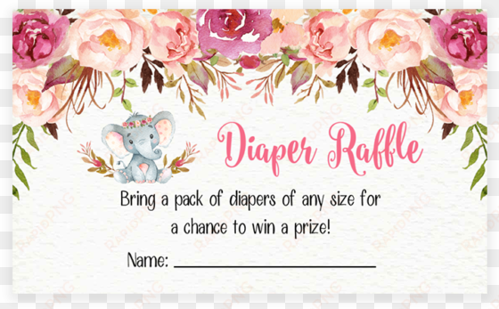 elephant diaper raffle tickets floral boho - make baby a headband