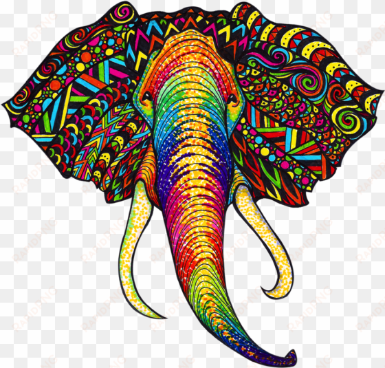 Elephant Drawing Colorful - Colorful Tribal Animals transparent png image