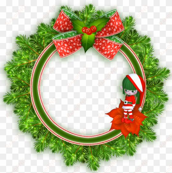 elfen clipart frame - christmas round png