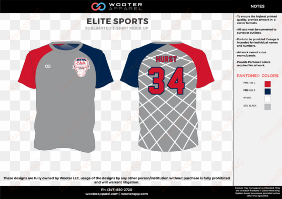 elite sports red gray blue white custom design t-shirts - t-shirt