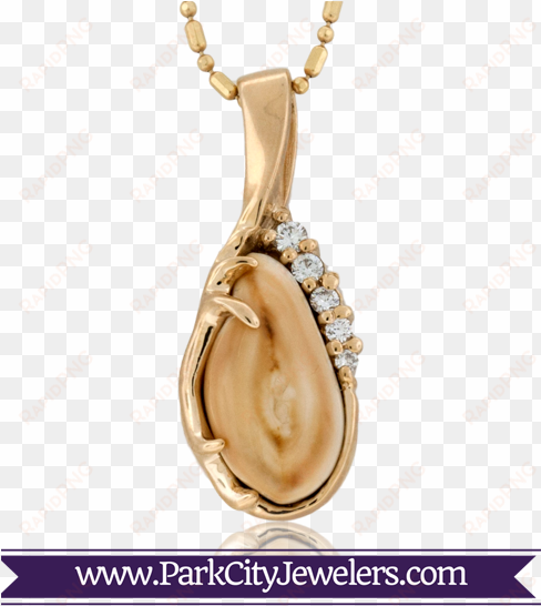 elk tooth ivory diamond necklace - green amethyst & diamond ring