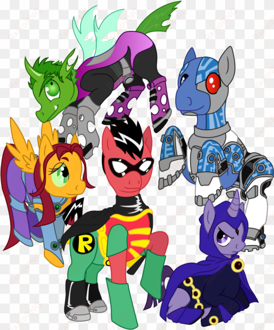 elliotshoe, beast boy, changeling, cyborg , ponified, - teen titans raven et changelin