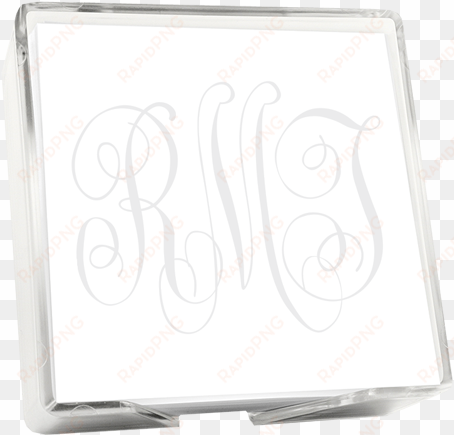 embossed graphics watercolor monogram memo square - highland memo square - white with holder