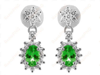 emerald and diamond earring set in 18k white gold - ruby