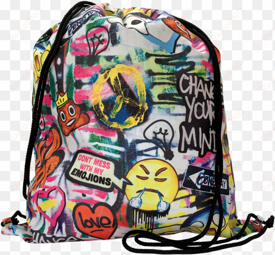 emoji graffiti drawstring bag - emoji