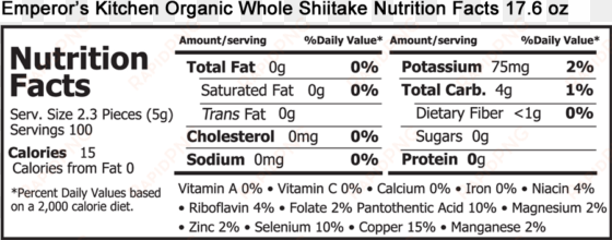 emperor's kitchen organic whole shiitake mushrooms - square organics - organic protein bar chocolate coated