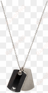 emporio armani gents steel and onyx dog tag necklace - candle