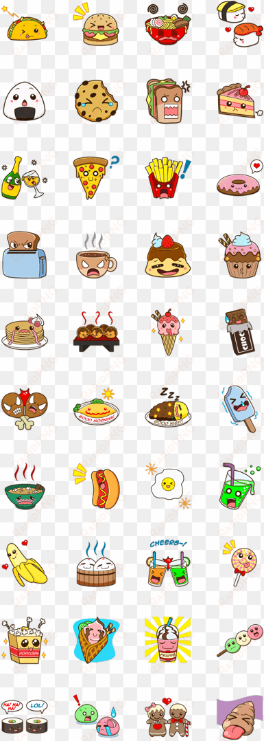 Enjoy This Lovely Food Emoji Set - Food Line Sticker Transparent transparent png image