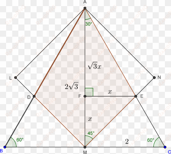 equilateral triangle overlaps square - equilateral triangle