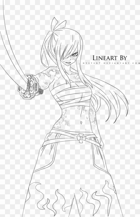erza scarlet lineart by nyster7 on deviantart - line art
