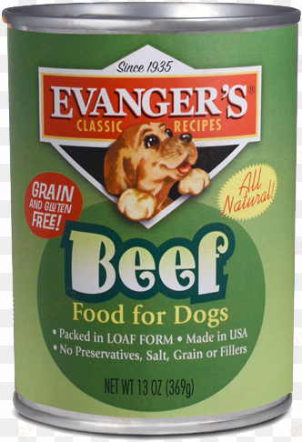 Evangers 100% Beef Classic Canned Dog Food - Evanger's Classic Recipes Beef Canned Dog Food, 13-oz, transparent png image