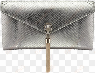 evening clutch bag serpenti in silver metal python - silver