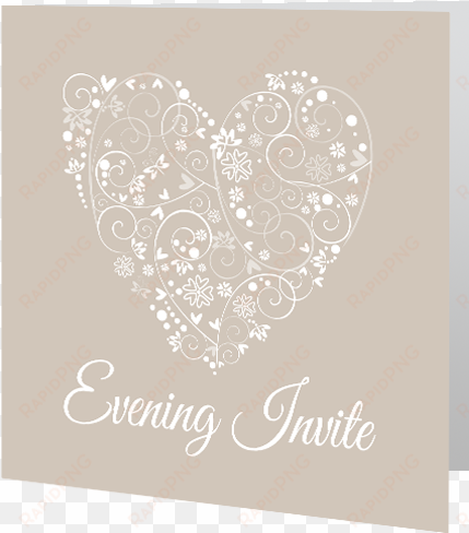 evening white heart with swirls 3d - wedding card