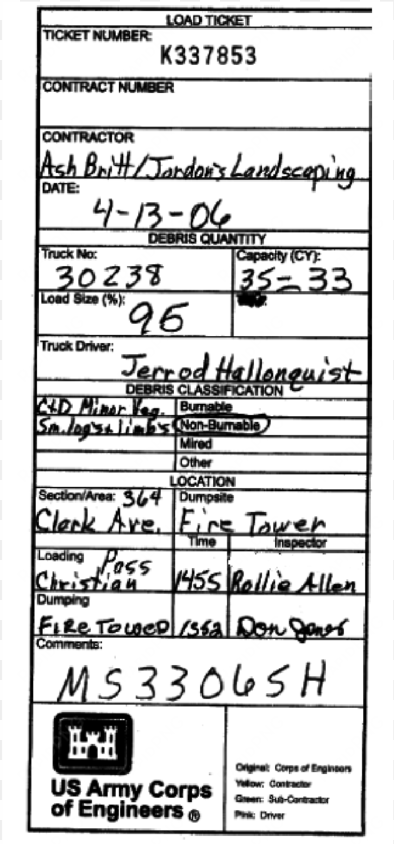 example debris load ticket - united states army corps of engineers