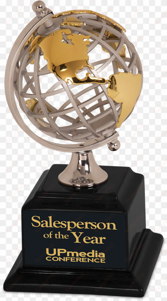 executive silver/gold globe - personalized spinning globe award
