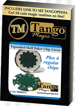 expanded shell poker chip plus 4 regular chips by tango - expanded shell poker chip green plus 4 regular chips