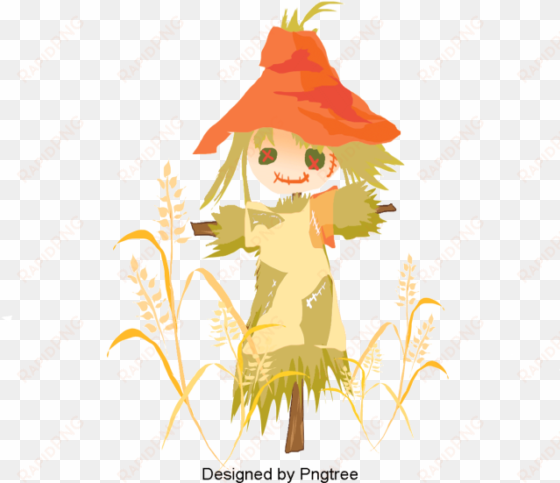 exquisite, cartoon, lovely, hand-painted, autumn, scarecrow, - autumn