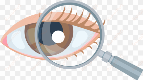 eye ophthalmology on glasses - eye and magnifying glass