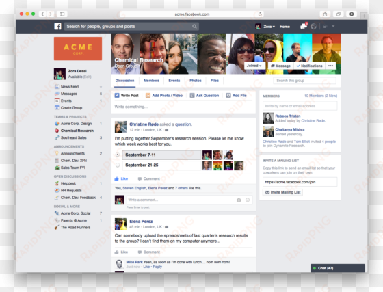 Facebook Says Its Workplace App Should Be Out This - Facebook At Work Interface transparent png image