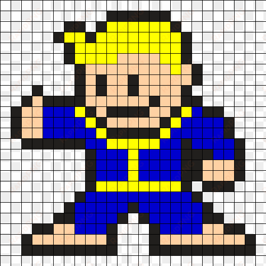 fallout vault boy perler bead pattern / bead sprite - fallout 4 vault boy pixel