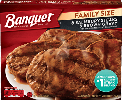 family size salisbury steaks & brown gravy - banquet salisbury steak family size