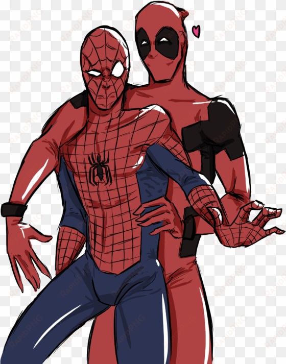 fanart by lokificent - deadpool and spiderman boner