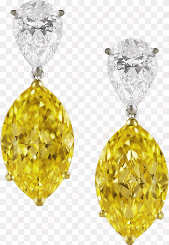 fancy vivid yellow diamond earrings - yellow diamond earrings png