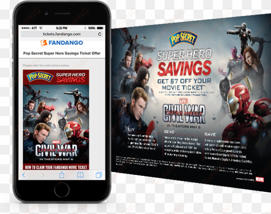 fandango pop secret captain america movie offer - iphone