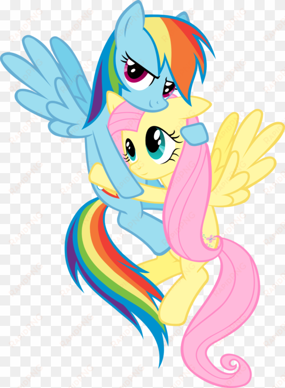 fanmade rainbow dash hugging fluttershy - mlp rainbow and fluttershy