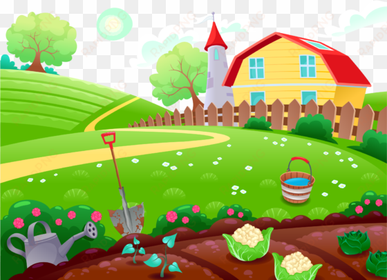 farm cartoon drawing illustration - garden vector