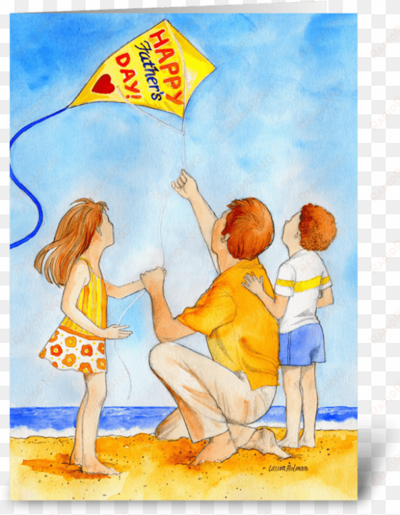 father's day kite flying greeting card - happy fathers day painting