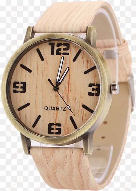 faux oak wood watch - wooden quartz watches casual wooden leather strap watch