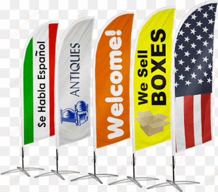 feater flag - 8ft - single sided - 3oz polyester - vertical flag design