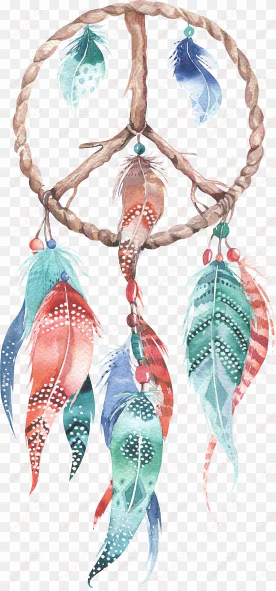 feather pendant watercolor hand-painted transparent - acuarela de atrapa sueños