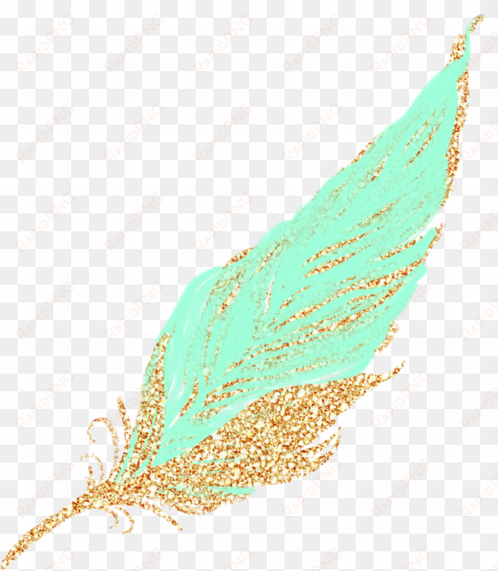 feathers feather pastel golden gold glitter teal mintgr - feather