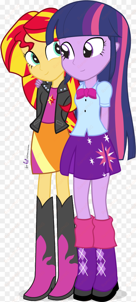 female, friendship, hilarious in hindsight, safe, shimmerbetes, - sunset shimmer and twilight sparkle friends