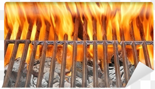 fire flames and hot empty bbq grill wall mural - barbecue
