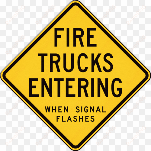 fire trucks entering sign - pedestrian crossing sign