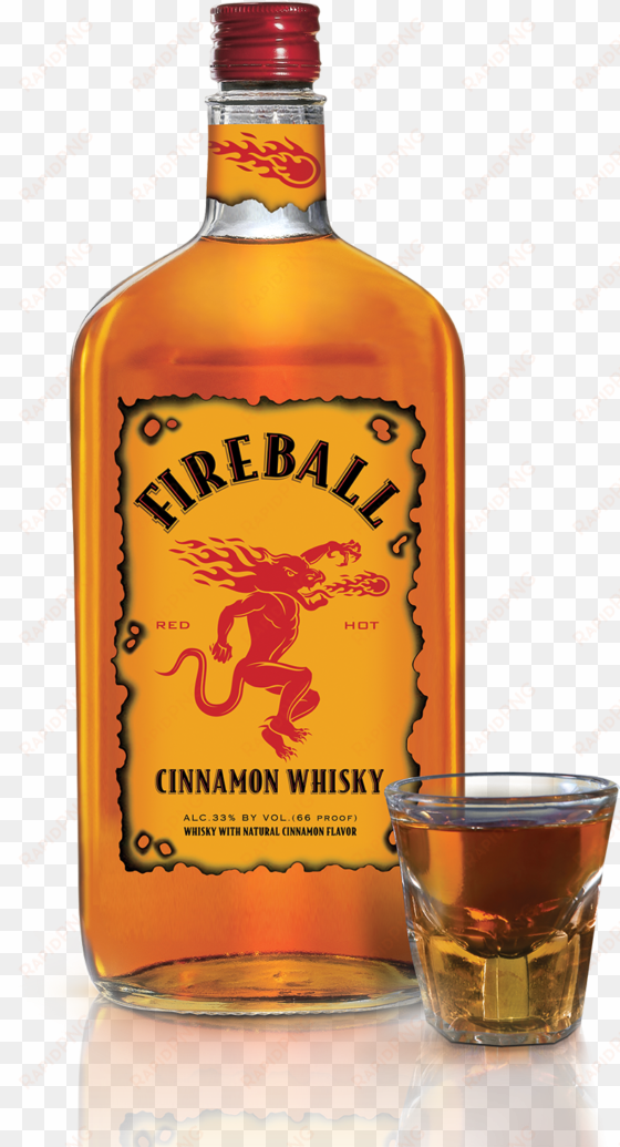 fireball whisky bottle shot glass transparent background - fireball cinnamon whiskey 1.75 l
