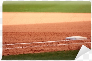 first base featured in empty baseball field wall mural - baseball field