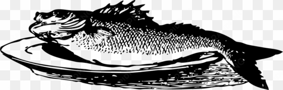 Fish And Chips Fried Fish Black And White Fish Fry - Cartoon Fish On Plate transparent png image