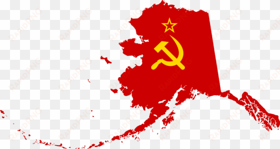 flag map of alaska - soviet union flag map