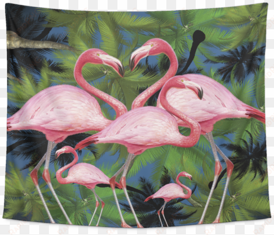 flamingo palm trees tapestry - giclee painting: ashkenazi's sumer time 4, 41x41cm.