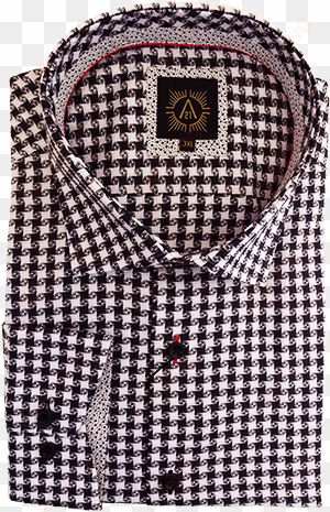 flawless fit semi-spread collar white & black swirls - plaid