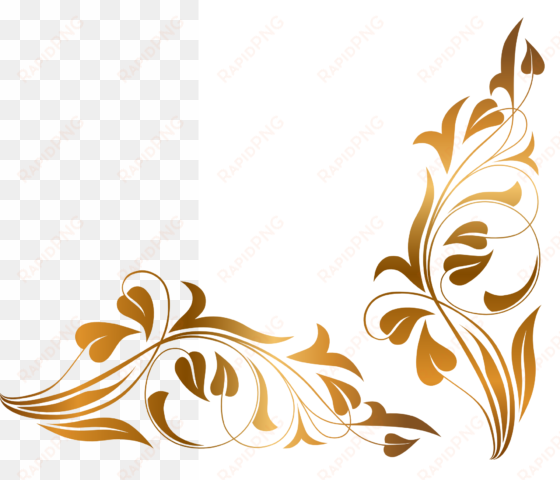 floral abstract filigree frame for card - golden flower vector png