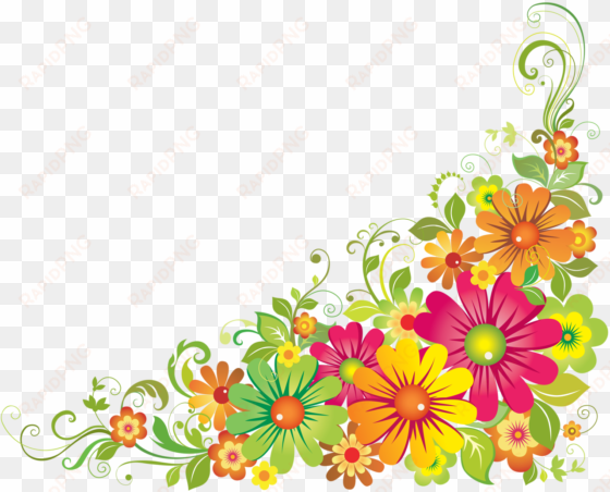 floral clipart mexican - colourful floral corner borders