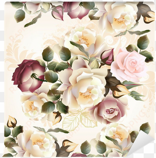 floral seamless pattern with roses and flowers in watercolor - fond a fleur