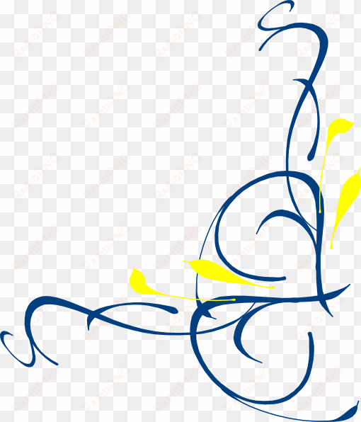 floral swirl blue and yellow clip art - swirl png