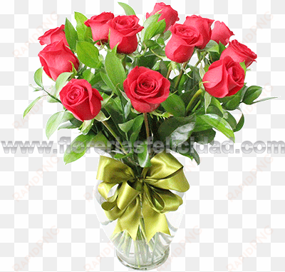 florero con 12 rosas rojas - vase