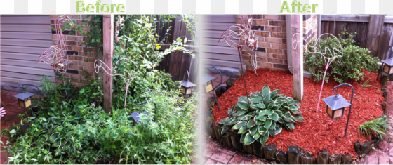 flower bed maintenance - flower bed before and after mulch